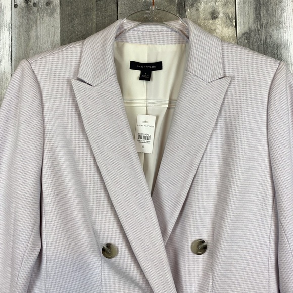 Ann Taylor Lavender Houndstooth Plaid Print Blazer Size 6 NWT! - Picture 5 of 14